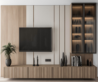 Meuble TV mural en bois de style contemporain KEJIA, design moderne, vitrine en verre pour salon