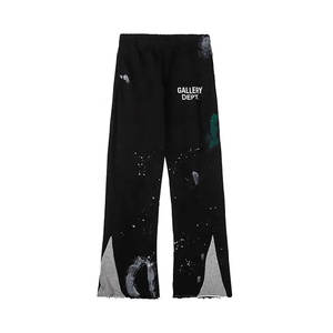 High Quality Mohair Flare Sweatpants Casual Street Wear Lightweight Printed Straight Pattern Flat Front Drawstring Cotton <b>Wool</b> - Product Image 5
