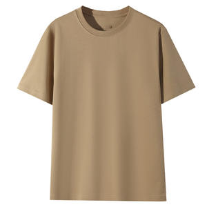 OEM personalizado verano nuevo cuello redondo algodón romano de gama alta de los hombres de color sólido camiseta transpirable sin hierro de manga corta - Product Image 2
