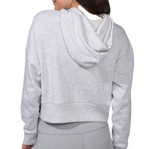 Sweat à capuche à manches longues surdimensionné pour femme, taille personnalisée, durable, durable, à deux tons, sweat à capuche court - Product Image 5
