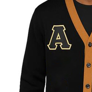 Add 1906 Alpha LOGO High Quality Premium Unisex Varsity Cardigan Sweater V-neck Black & Gold Knitted <b>Fabric</b> Soroities Uniform - Product Image 6