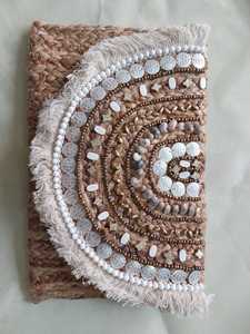 Bolsos De yute hechos a medida con adornos de concha y flecos de algodón, accesorios de moda para tiendas y tiendas de bolsas de Yute natural - Product Image 4