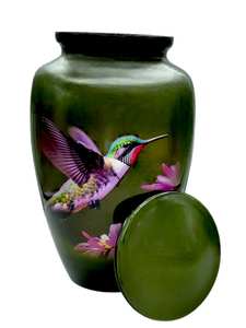 Urnes funéraires pour crémation, design cardinal élégant, grande taille, 26 cm de haut, avec sac en velours, urne verte - Product Image 4