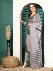 Robe d'été tendance imprimée et brodée en rayonne 100% longueur genou à manches longues, prête à porter, OEM, vente en gros à prix bas - Product Image 6
