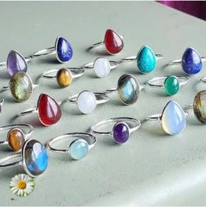 Nueva tendencia anillo de plata esterlina hecho a mano multicolor cuarzo piedra preciosa mezcla forma 10X14mm y 8X10mm boda banda US IGI fiestas - Product Image 1