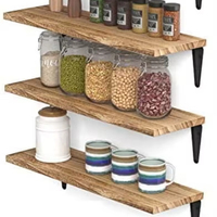 Nouvel Arrivage AmazonBest Seller Porte-épices en verre de marque privée sur mesure Étagère murale en bois Ensemble de 4 finis brûlés pour le rangement de la cuisine