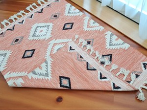 Tapis Kilim Boho en Coton Tissé à la Main, Tapis Plat Minimaliste Fait Main, Décoration de Sol Douce et Légère pour la Maison - Product Image 4