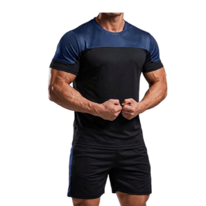 Conjunto de Camisetas Deportivas de Manga Corta para Hombre, Ajustadas y de Compresión, de Color Sólido, en Poliéster, para Entrenamiento y Gimnasio, con Cintura Elástica - Product Image 3