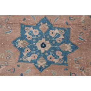 Alfombra Turca Vintage, Alfombra de 3.8x10 pies, Alfombra de Lana con Diseño Floral Marrón y Azul - Product Image 5