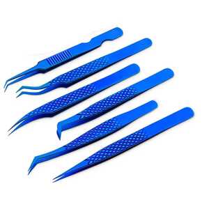 Pinces à extensions de cils professionnelles en acier inoxydable, cils colorés, haute précision, antistatiques, outils pour extensions de cils - Product Image 1