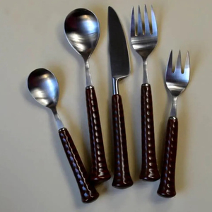 Elegant Hammered Handle Stainless Steel <b>Flatware</b> Set Perfect for Weddings and Formal Dining - Product Image 2