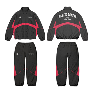 Custom Winter Plus Size Printed Sports Tracksuit for <b>Men</b> <b>Red</b> and Black Two Piece Training <b>Suit</b> Gym and Streetwear - Product Image 5