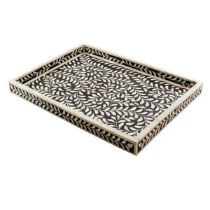 Exclusive Quality <b>Mother</b> of Pearl Serving Tray With Peacock Tail Pattern Wooden Shell Table Decorative Tray With Handle for Sale - Product Image 6