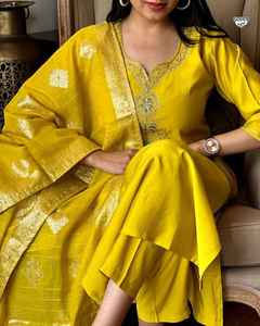 Traje Salwar Kameez de Color amarillo de calidad superior de Venta caliente Ropa de boda tradicional india para mujeres Directo de Pakistán - Product Image 3