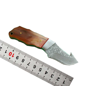 Couteau de cuisine à lame fixe en acier Damas forgé de haute qualité, à haute teneur en carbone, robuste, de qualité industrielle, manche en bois, personnalisable OEM - Product Image 4