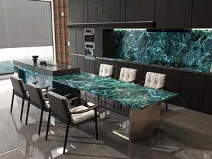 หินอ่อนสีเขียวคลาสสิกของ Pradas จากอิตาลี ลายเส้นสีขาว ดีไซน์ทันสมัย ผิวขัดเงาและด้าน แผ่นใหญ่ สำหรับใช้ในโรงแรมและบ้าน - Product Image 4