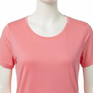 T-shirt pour femme à col rond en polyester et coton, respirant, doux, confortable, décontracté, vêtement quotidien, haut tendance pour l'été, usage en extérieur - Product Image 4