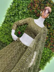 COLECCIÓN DE DISEÑADOR GEORGETTE HEAVY SECUENCE BORDADO TRABAJO LEHENGHA CHOLI SET HERMOSO DESGASTE ÉTNICO PARA NOVIAS - Product Image 3