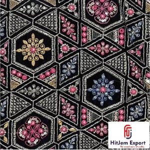 Luxury Sequin Embroidered <b>Velvet</b> Fabric For Premium Evening Gowns Wedding Dresses And Party Wear Popular In Oman - Product Image 5