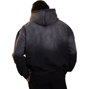 Qualité supérieure Double Pigment Wash 500 GSM Coton Mélangé À Capuche Drop Shoulder Cropped Fit Hoodies - Product Image 4