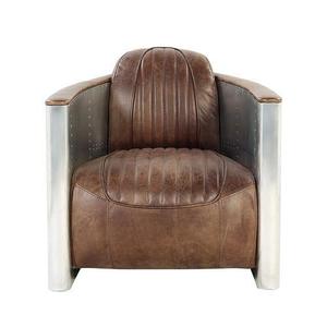 Sofá aviador de couro estilo loft, cadeira para sala de estar, sofá de alumínio e aviador