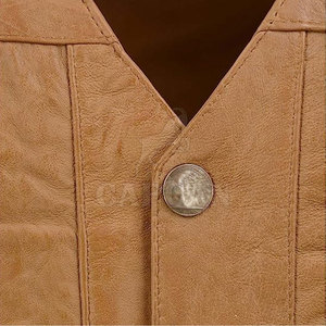 Chaleco de invierno sin mangas personalizable para hombre, tejido de punto de alta calidad, decoración de botones de cuero Vintage, logotipo personalizado a prueba de viento - Product Image 4