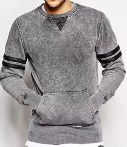Vente en gros de sweat à capuche délavé à l'acide pour hommes de grande taille 500 grammes sweat à col rond avec impression personnalisée sweats à capuche noirs pour la saison d'automne - Product Image 3