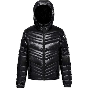 Wholesale Custom <b>Nylon</b> Bubble Outdoor <b>Jacket</b> Quilted Winter <b>Men</b> Shiny Removeable Hooded Puffer <b>Jackets</b> - Product Image 2