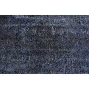 Alfombra Turca Vintage, Alfombra de 3.8x8.7 pies, Alfombra de Lana Marroquí Azul y Negra - Product Image 5