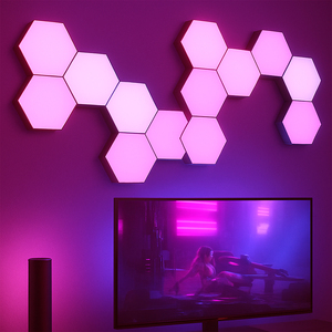 Nuova <span class=keywords><strong>luce</strong></span> RGB lampade esagonali a LED illuminazione modulare decorazione creativa da parete lampada da parete a LED <span class=keywords><strong>luce</strong></span> notturna - Product Image 1