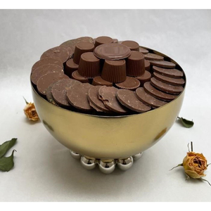 Cuenco de chocolate de diseño moderno, plato de servir de metal dorado hecho a mano, ecológico para bodas, otras ocasiones al mejor precio - Product Image 1