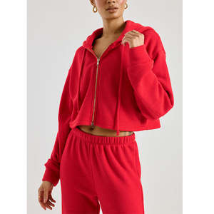 Ensemble de survêtement en molleton pour femmes, deux pièces, personnalisé, hiver, tricot polaire, pantalon empilé, sweat à capuche, ensemble de survêtement pour femmes - Product Image 2