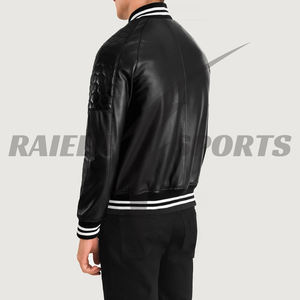 Gran oferta, abrigo de bombardero de calidad superior personalizado para hombre, chaqueta universitaria de cuero de seda de lana, chaqueta de béisbol universitaria de tendencia con soporte - Product Image 6