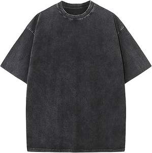 Camisetas básicas sólidas Unisex Vintage, camisetas de algodón pesado de gran tamaño para hombres, ropa de entrenamiento holgada informal hecha de punto - Product Image 1