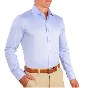 Hoge Kwaliteit Groothandel Custom Katoen Casual Shirt Opstaande Kraag Lange Mouw Heren Shirts Formele Office Jurk Shirts Voor Mannen
