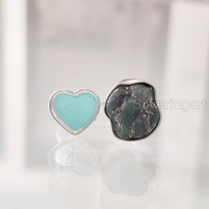 Joyería de piedra en bruto Anillo de mujer Piedra preciosa de Esmeralda natural Anillo de corazón de piedra natal Joyería de Navidad Anillo de plata esterlina 925 - Product Image 2