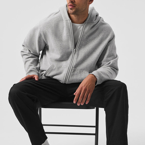 Sudadera con Capucha y Cremallera de Invierno 100% Algodón para Hombre, Personalizada con Logotipo, Color Gris, Felpa, Venta al Por Mayor - Product Image 4