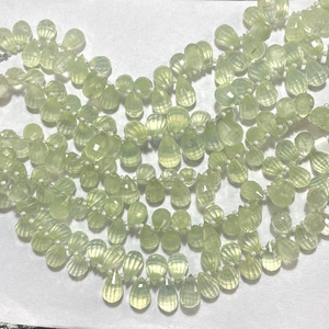 ลูกแพร์พรีไนต์เหลี่ยมเพชรพลอยสีเขียวธรรมชาติทรงหยดน้ำลูกปัด Briolette ขนาด10-12มม. สำหรับเครื่องประดับ - Product Image 3