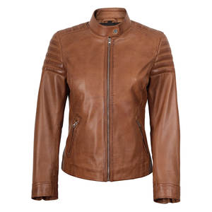 Chaqueta de Motocicleta de Cuero para Mujer, 100% de Alta Calidad, Transpirable, de Piel de Cordero Auténtica, Elegante - Product Image 3