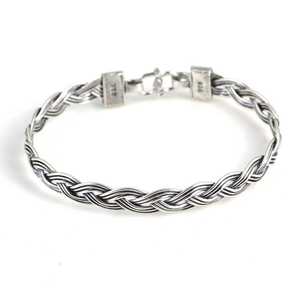 Bracelet manchette tressé à 3 rangs en argent sterling 925 avec fermoir – Accessoire de mode - Product Image 3