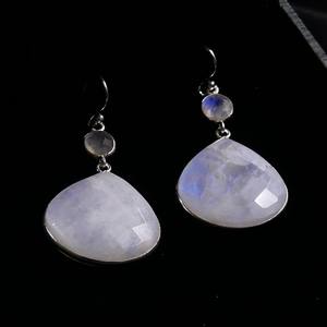 Bijoux en argent sterling 925 plaqué or pour mariage, pierres précieuses blanches arc-en-ciel, boucles d'oreilles pour femmes - Product Image 3