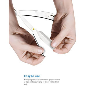 Mango de afeitadora plegable de borde recto de acero inoxidable Premium para herramienta de entrenamiento de maquillaje permanente para hombres - Product Image 6