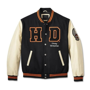 <b>Letter</b> Varsity <b>Jacket</b> <b>Men's</b> Preppy Style Embroidered Patch Design Black Beige Cotton Polyester Autumn Wear - Product Image 4
