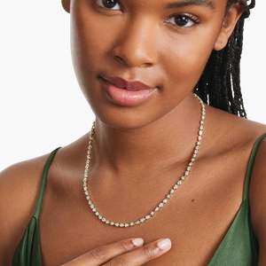 4.00 mm Oval And Pear Lab Grown Diamond Tennis <b>Chain</b> in 925 <b>Silver</b>/ 10 Gold Fine <b>Chains</b> Necklaces Jewelry Perfect for Layering - Product Image 4