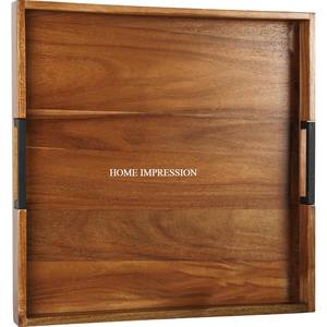 Wholesale Custom Eco-friendly <b>Food</b> Grade High Quality Handcrafted Wooden Serving <b>Tray</b> Rectangle Shape Home Restaurants Single - Product Image 1