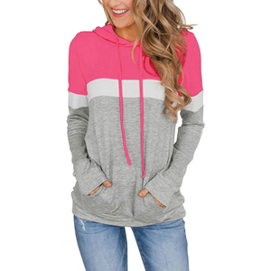 Sweat-shirt à capuche multicolore pour femmes Patchwork Tissu polaire de coton Produit bon marché Pull-over Pull d'hiver Logo de marque personnalisé OEM - Product Image 1