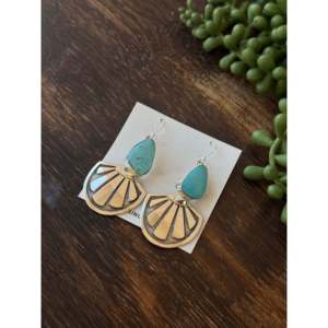 Boucles d'oreilles pendantes Billy Kingman en turquoise et argent sterling, design géométrique par Randy - Product Image 3