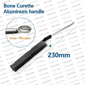 Curette à os en acier inoxydable avec poignée en aluminium noir | Instrument de chirurgie orthopédique vétérinaire à 3 pointes - Product Image 2