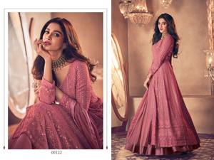 Robe Anarkali Kurti à la mode pour femmes indiennes costume de mariage Dupatta Maxi filet lourd broderie écologique événements de fête naturels - Product Image 6