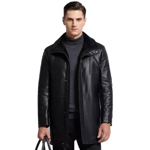 Veste bomber en cuir véritable de mouton pour homme, style luxueux, chaude, confortable et intemporelle, vêtement d'hiver - Product Image 5